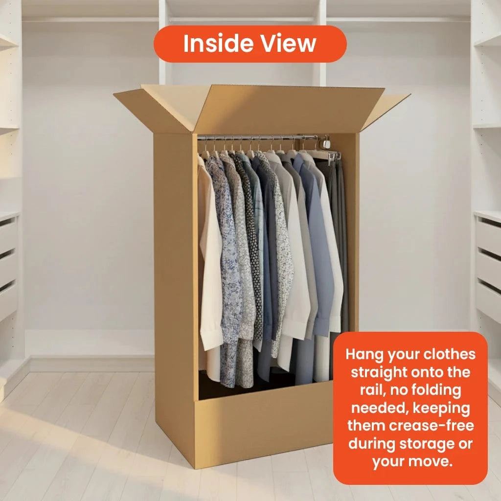 Boxes 24 Moving Boxes Porta Robe (Including Rail) - 600 x 475 x 1050mm (Pack of 5)