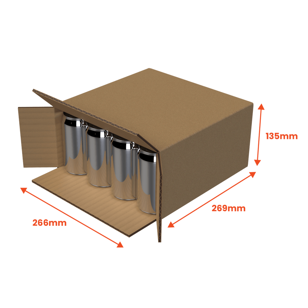 16 Can 375ml Shipper - End Open - Brown - 269 x 135 x 266mm (Pack of 25) - Boxes 24