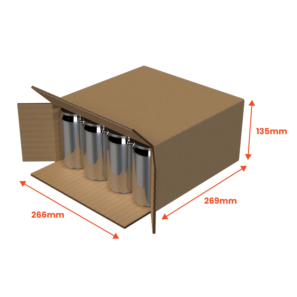 Boxes 24 Beverage Boxes 16 Can 375ml Shipper - End Open - Brown - 269 x 135 x 266mm (Pack of 25)