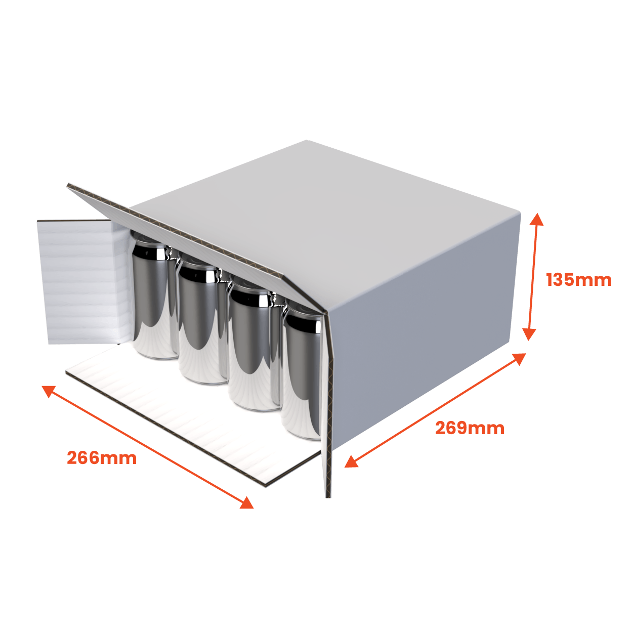 16 Can 375ml Shipper - End Open - White - 269 x 135 x 266mm (Pack of 25) - Boxes 24