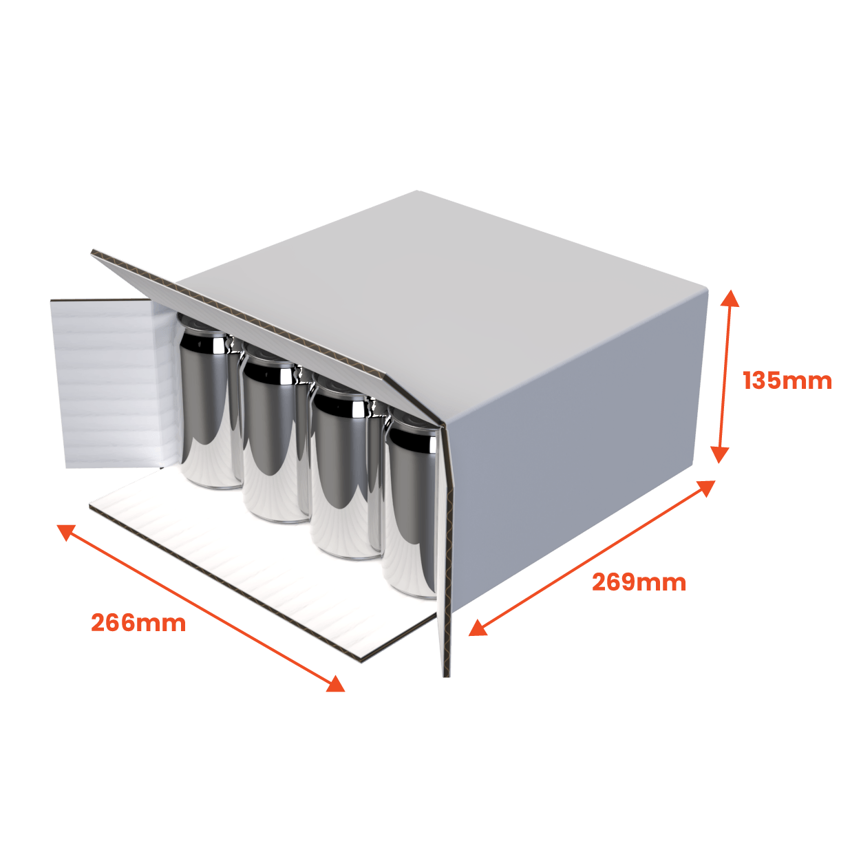 Boxes 24 Beverage Boxes 16 Can 375ml Shipper - End Open - White - 269 x 135 x 266mm (Pack of 25)