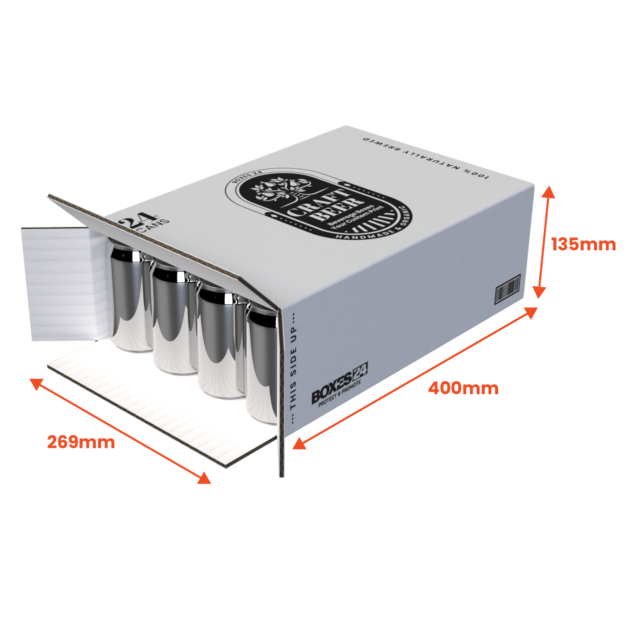 24 Can 375ml Shipper - End Open - White - 269 x 135 x 400mm - Custom P ...