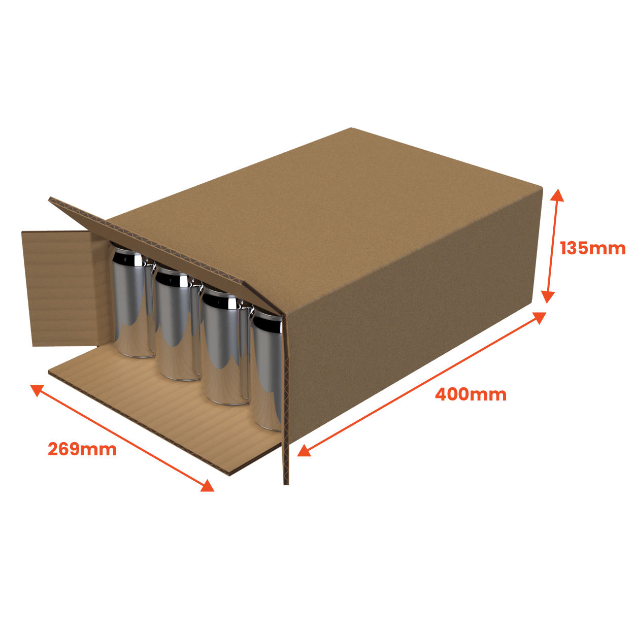 24 Can 375ml Shipper - End Open - Brown - 269 x 135 x 400mm (Pack of 25)