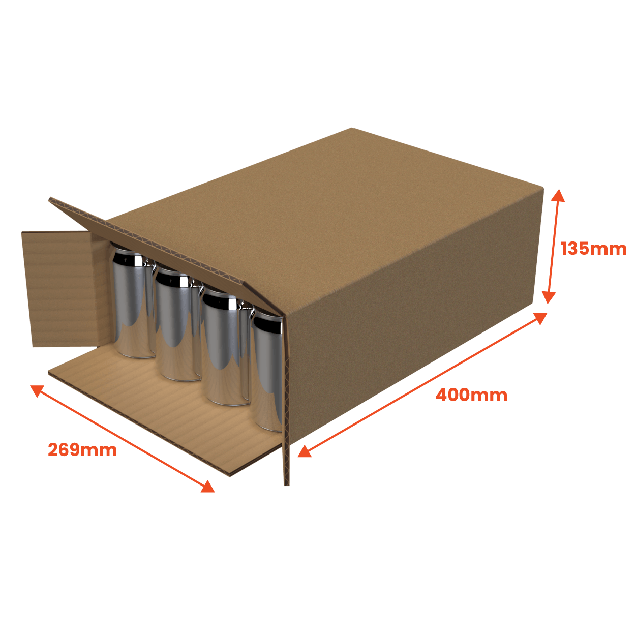 Boxes 24 Beverage Boxes 24 Can 375ml Shipper - End Open - Brown - 269 x 135 x 400mm (Pack of 25)