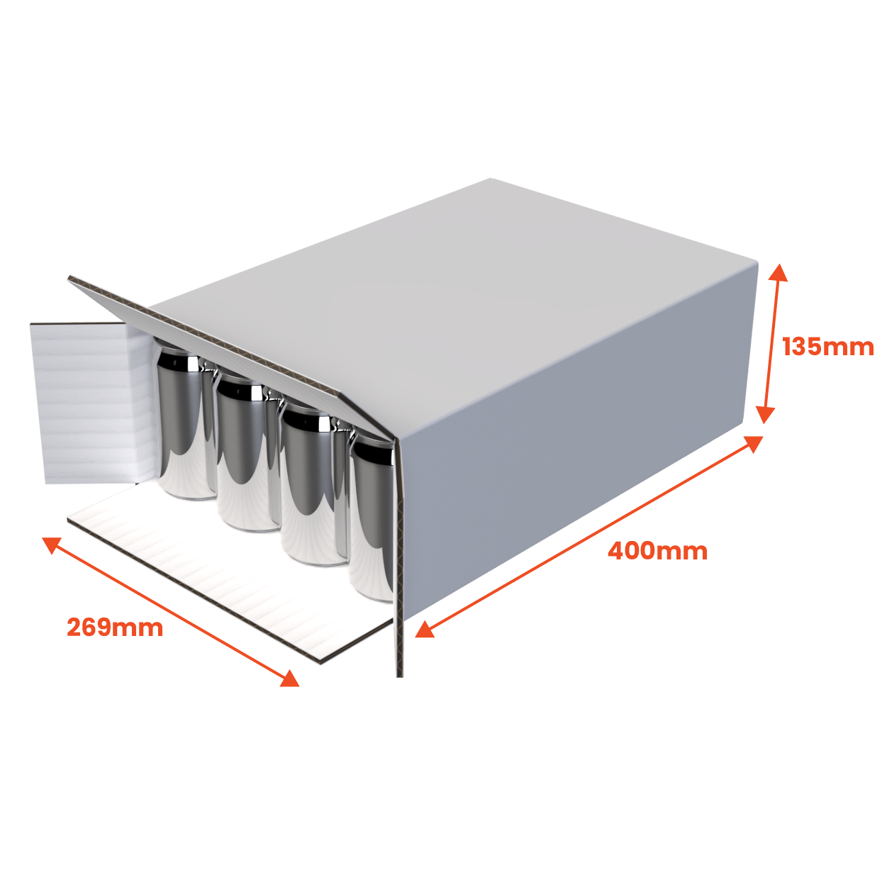 24 Can 375ml Shipper - End Open - White - 269 x 135 x 400mm (Pack of 25)