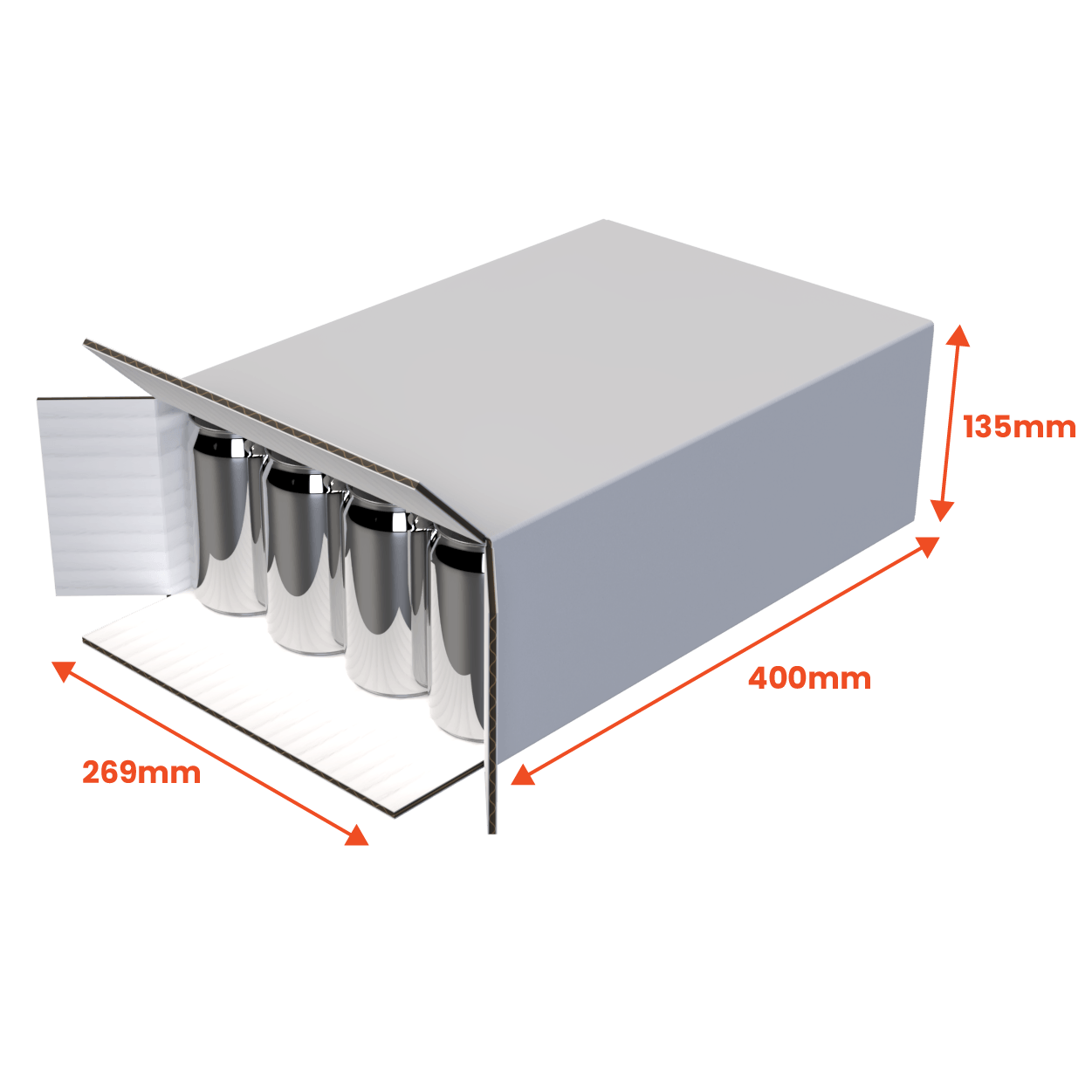 Boxes 24 Beverage Boxes 24 Can 375ml Shipper - End Open - White - 269 x 135 x 400mm (Pack of 25)