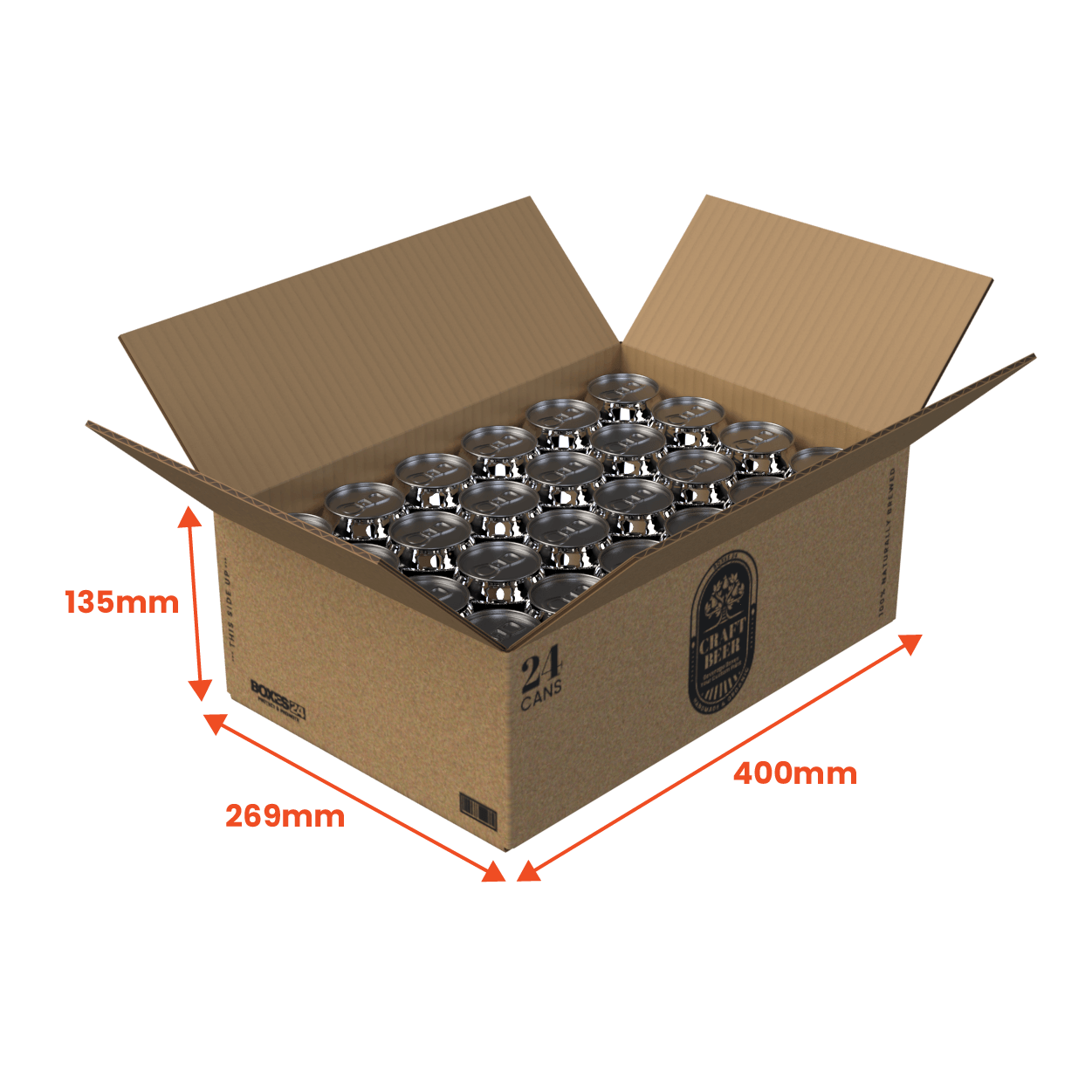 24 Can 375ml Shipper - Top Open - Brown - 400 x 269 x 135mm - Custom Print - 1 Sided (Pack of 25)