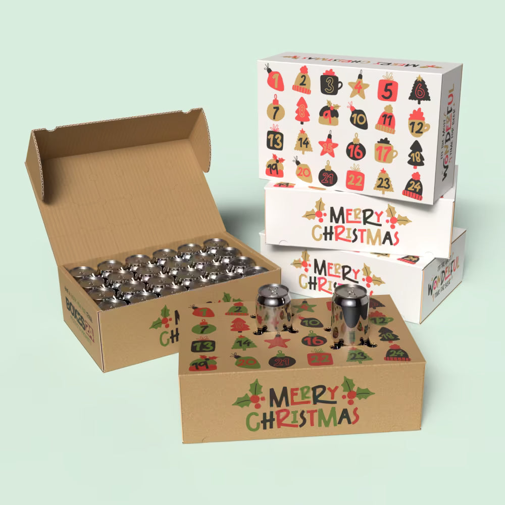 Boxes 24 Beverage Boxes Beer Advent Calender Box - Brown - 269 x 135 x 400mm - Custom Print - 1 Sided