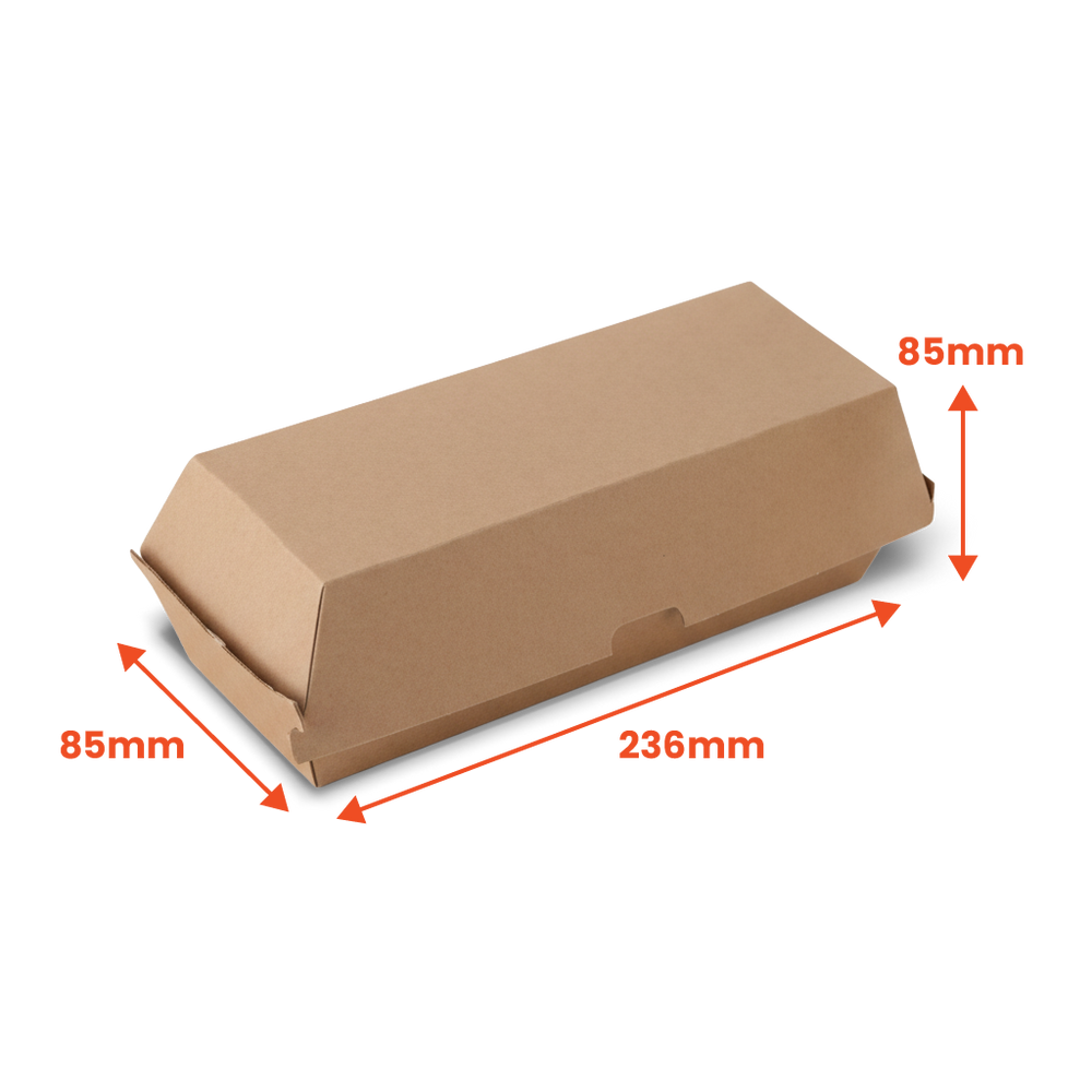 Compostable Kraft Fish Box Small - CBN1 - 236 x 85 x 85mm (Pack of 200)