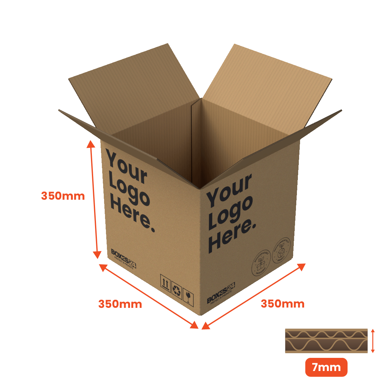 Double Wall Packing Box Brown - DW1 - 350 x 350 x 350mm - Custom Print - 1 Sided (Pack of 10)