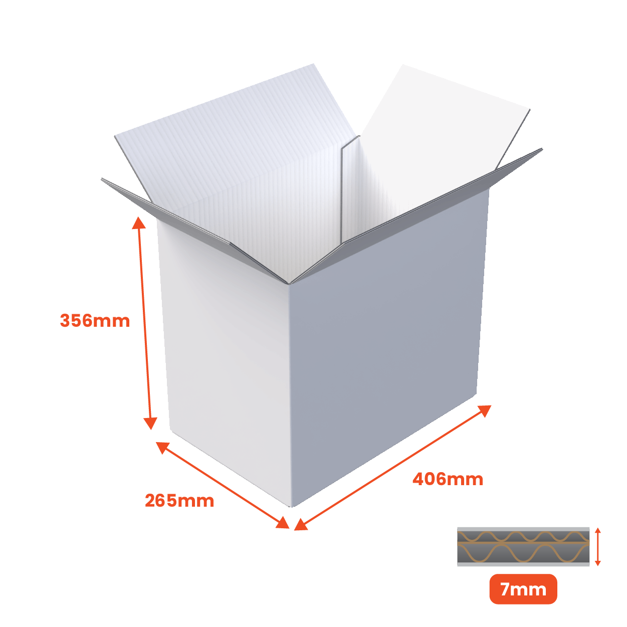 Double Wall Packing Box White - DW2 - 406 x 265 x 356mm (Pack of 10) - Boxes 24