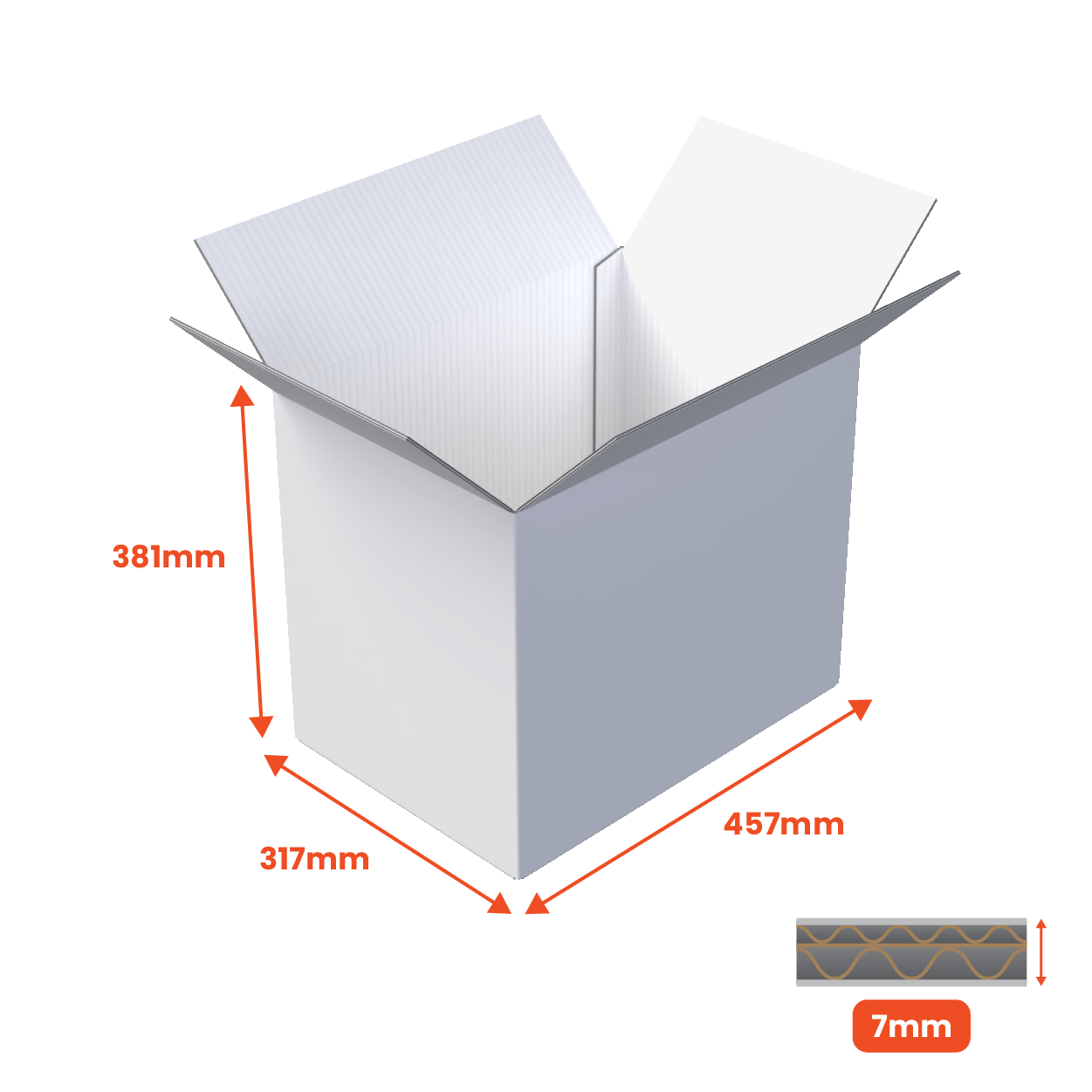 Double Wall Packing Box White - DW3 - 457 x 317 x 381mm (Pack of 10)