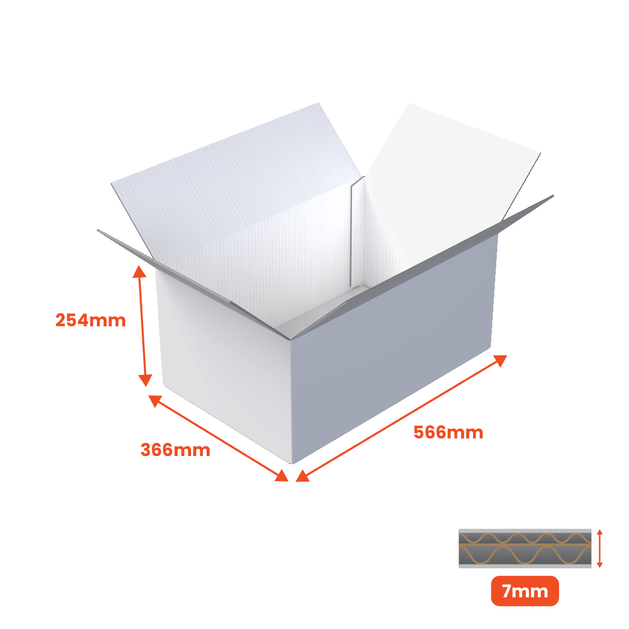 Double Wall Packing Box White - DW5 - 566 x 366 x 254mm (Pack of 10) - Boxes 24