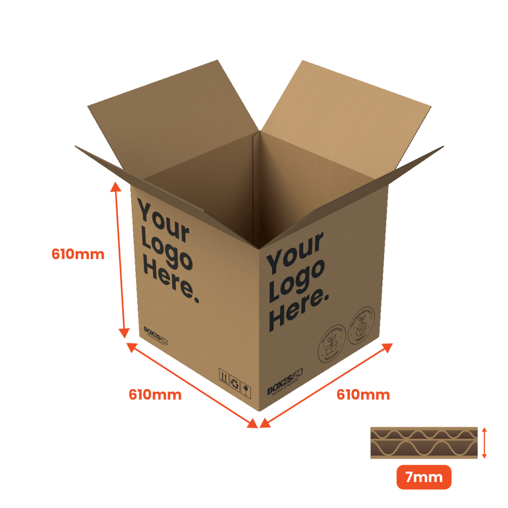 Double Wall Packing Box Brown - DW6 - 610 x 610 x 610mm - Custom Print - 1 Sided (Pack of 10) - Boxes 24