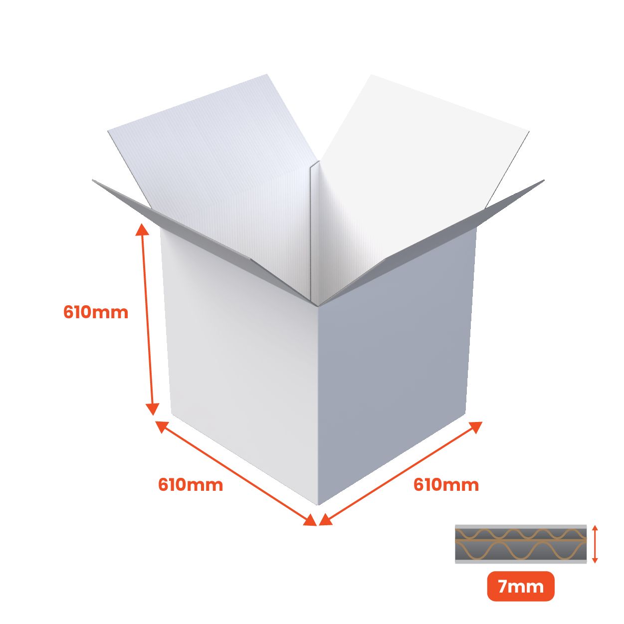 Double Wall Packing Box White - DW6 - 610 x 610 x 610mm (Pack of 10) - Boxes 24