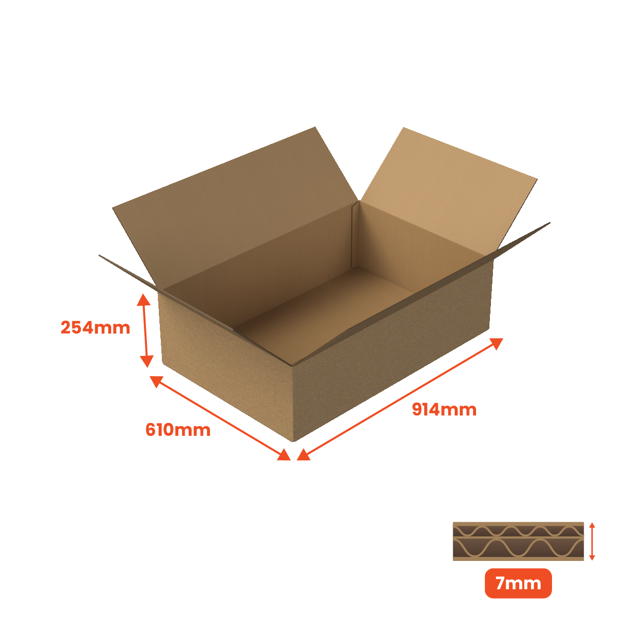 Double Wall Packing Box Brown - DW7 - 914 x 610 x 254mm (Pack of 10)