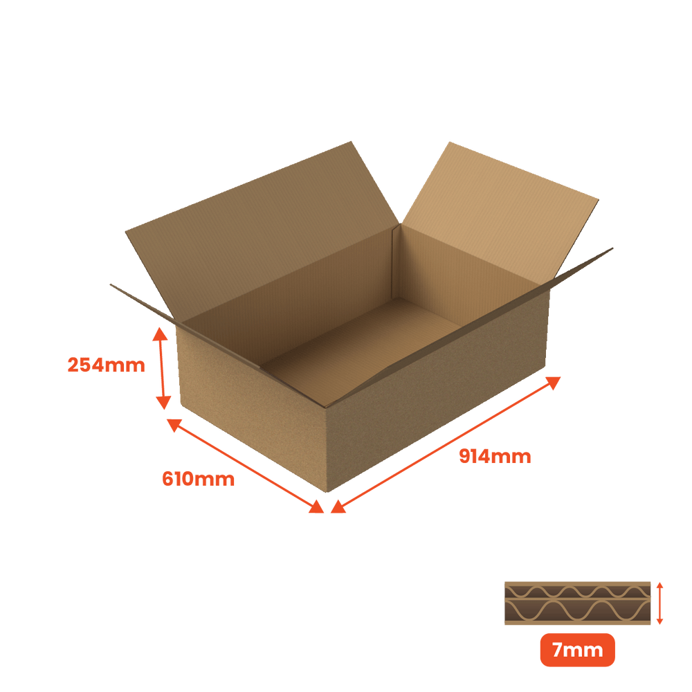 Double Wall Packing Box Brown - DW7 - 914 x 610 x 254mm (Pack of 10) - Boxes 24