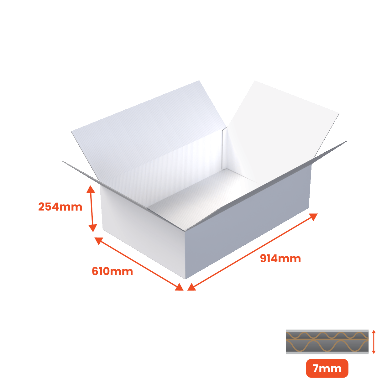 Double Wall Packing Box White - DW7 - 914 x 610 x 254mm (Pack of 10) - Boxes 24