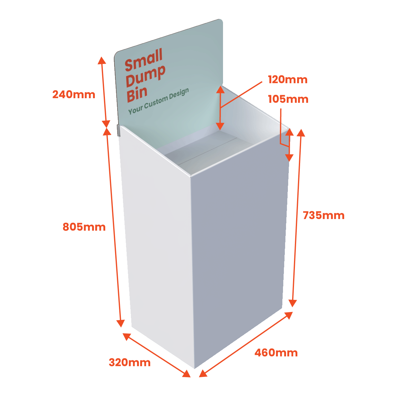 Dump Bin Small - Custom Printed Header