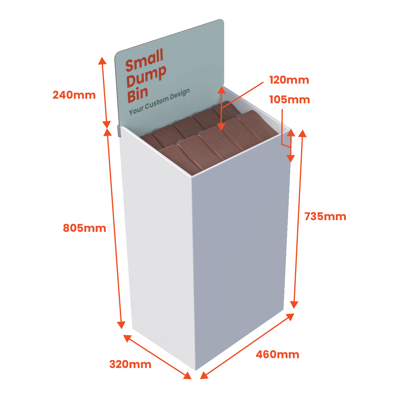 Dump Bin Small - Custom Printed Header