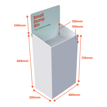 Dump Bin Small - Custom Printed Header - Boxes 24