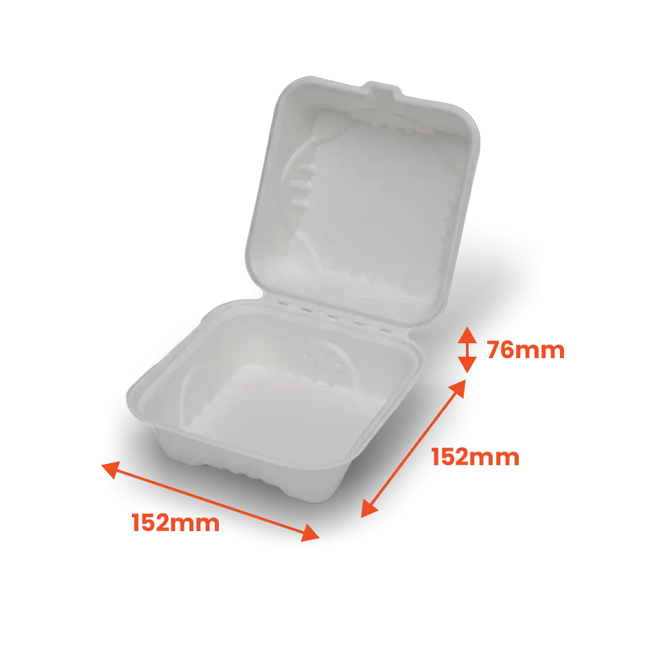 Boxes 24 Food Packaging 6x6" Sugarcane Takeaway Clamshell Container (Pack of 500)