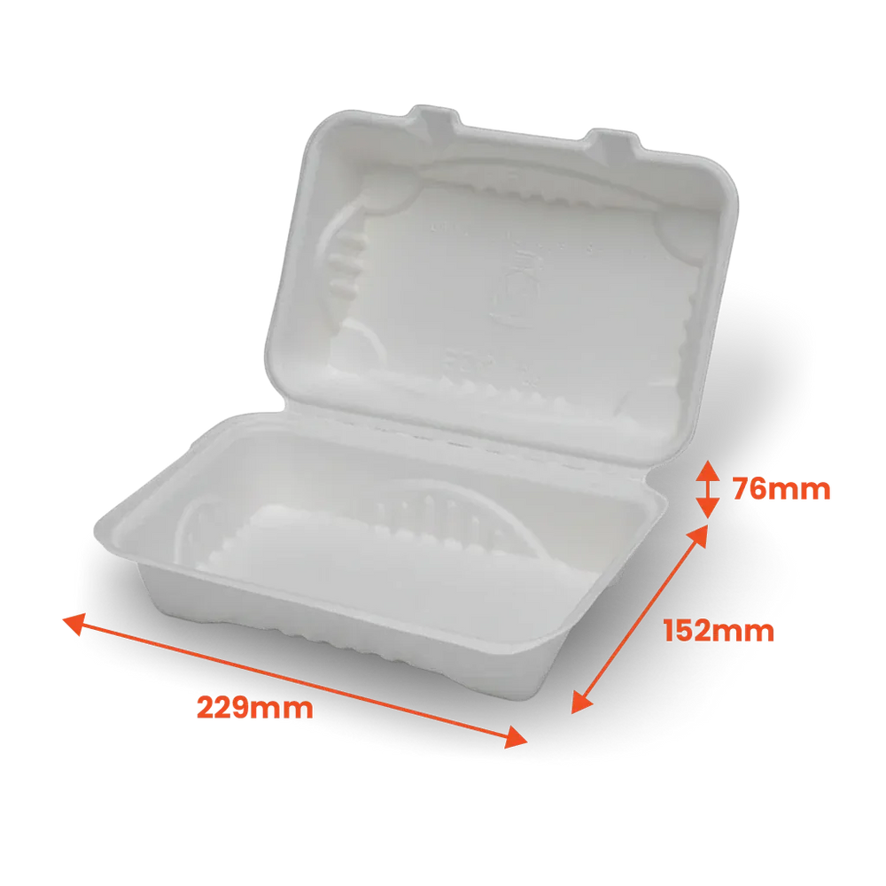 Boxes 24 Food Packaging 9x6" Sugarcane Takeaway Clamshell Container (Pack of 250)