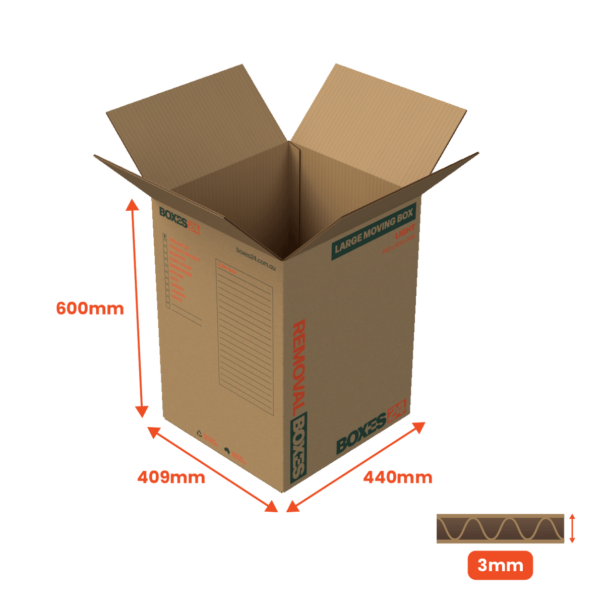 Boxes 24 Moving Boxes Large Moving Box - Light - 440 x 409 x 600mm (Pack of 25)