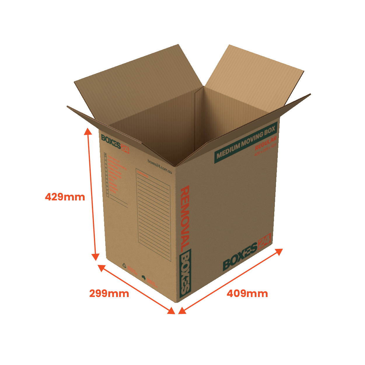 Medium Moving Box - Regular - 409 x 299 x 429mm (Pack of 25)