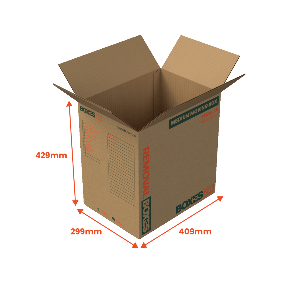 Medium Moving Box - Regular - 409 x 299 x 429mm (Pack of 25) - Boxes 24
