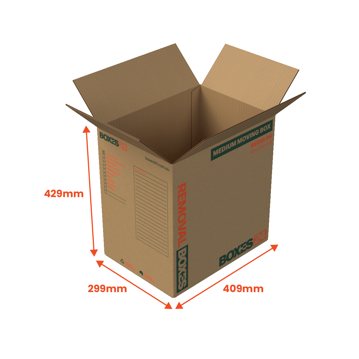 Boxes 24 Moving Boxes Medium Moving Box - Regular - 409 x 299 x 429mm (Pack of 25)