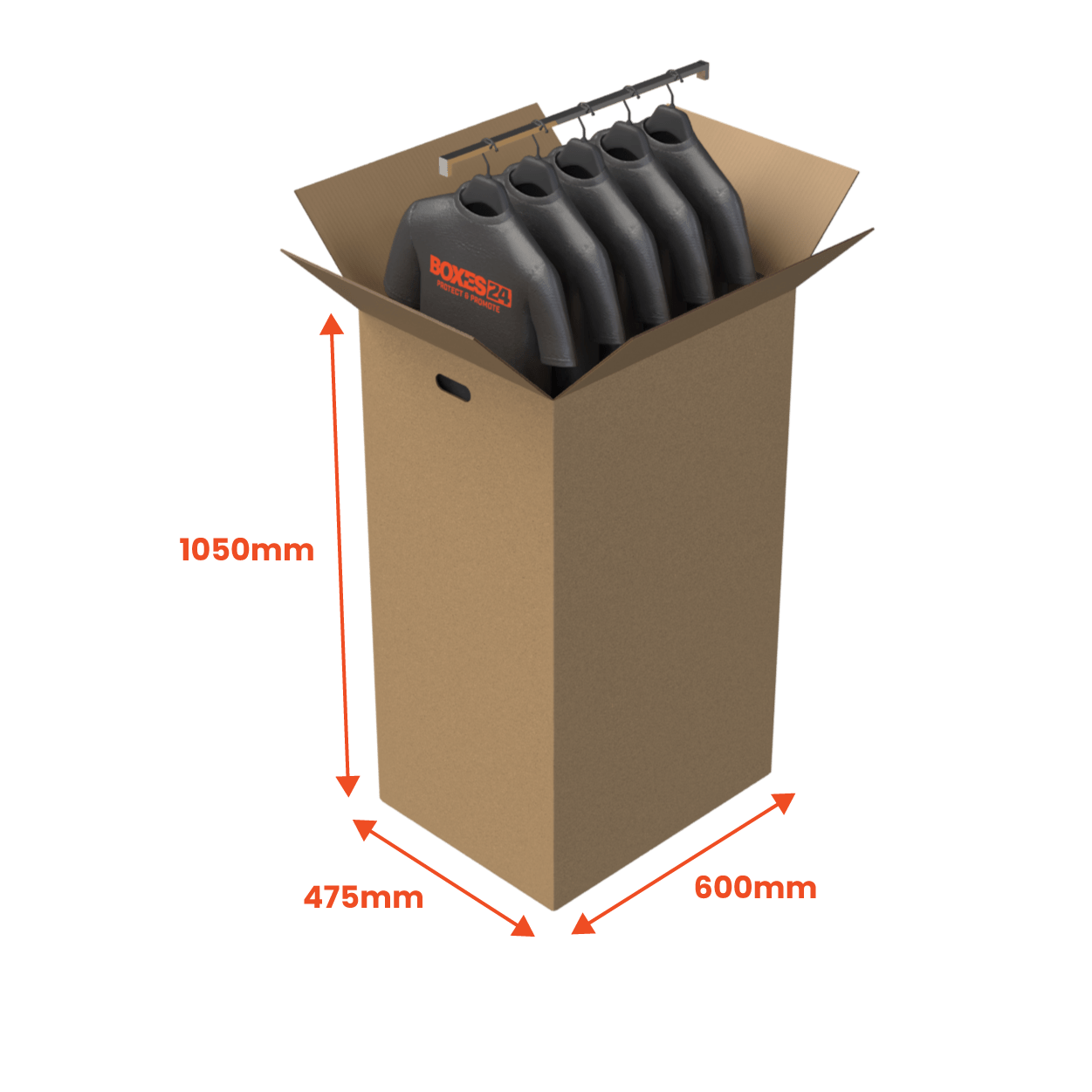 Boxes 24 Moving Boxes Porta Robe (Including Rail) - 600 x 475 x 1050mm (Pack of 5)
