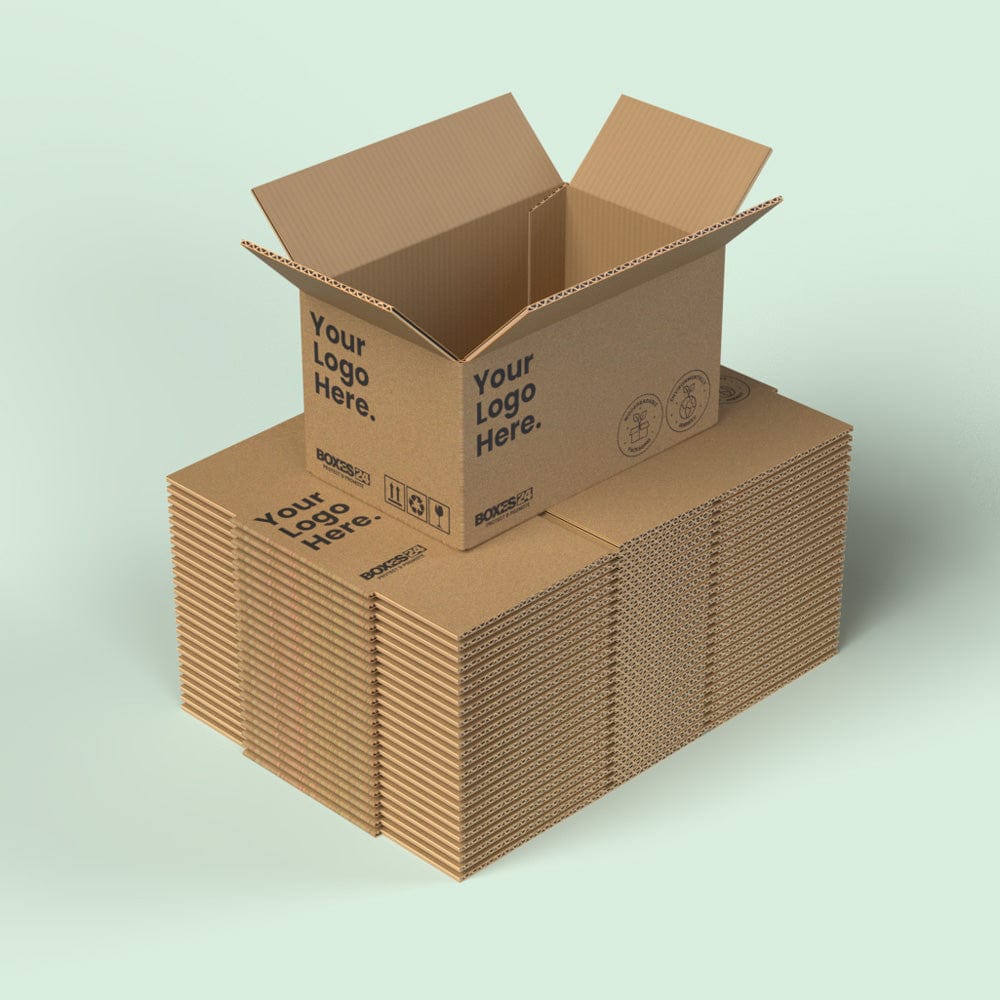Boxes 24 Packing Boxes Single Wall Packing Box Brown - SW7 - 457 x 305 x 305mm - Custom Print - 1 Sided (Pack of 25)