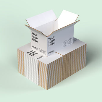Single Wall Packing Box White - SW16 - 510 x 457 x 406mm - Custom Print - 1 Sided (Pack of 25) - Boxes 24