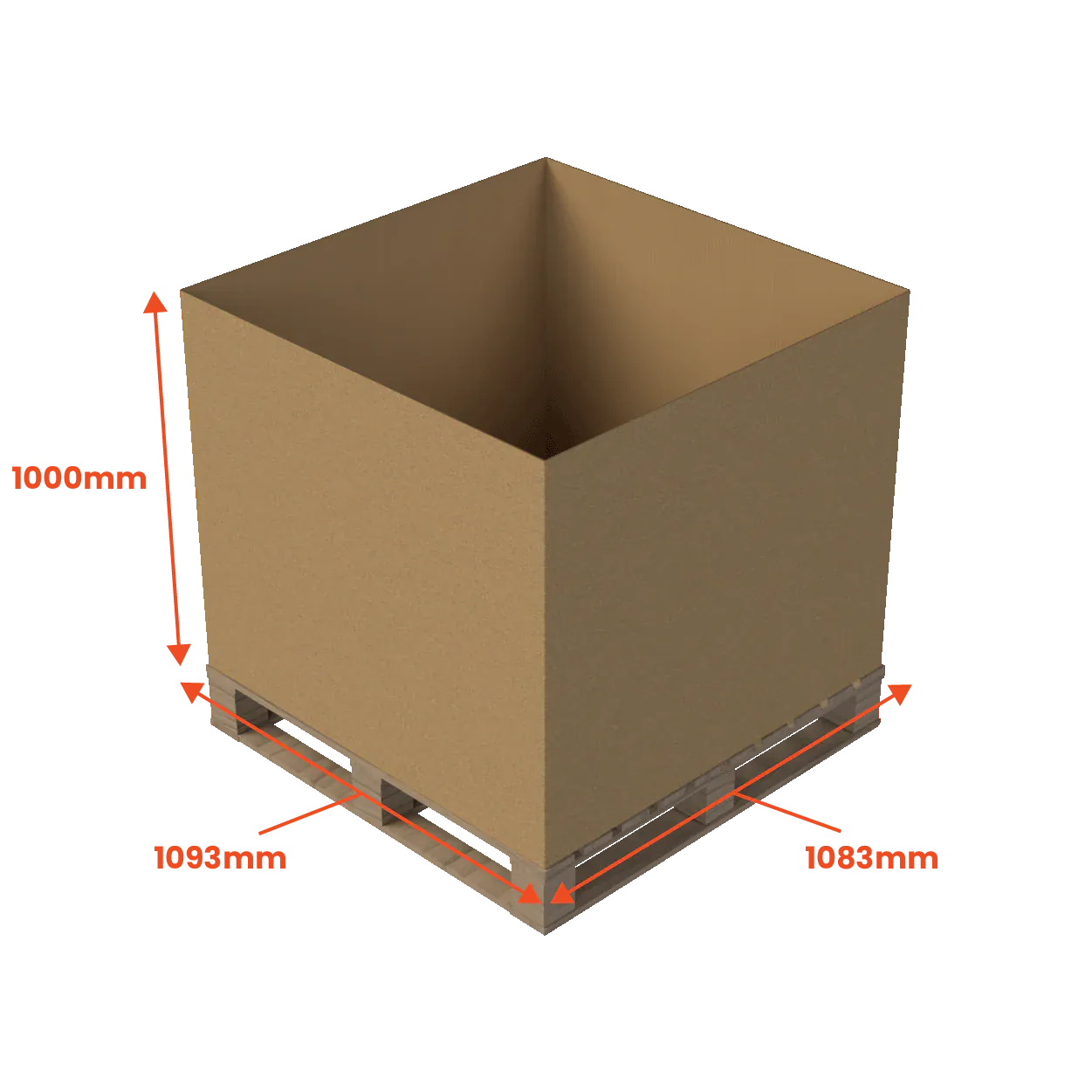 Boxes 24 Pallet Boxes Heavy Duty Pallet Box Sleeve Large - 1093 x 1083 x 1000mm (Pack of 10)