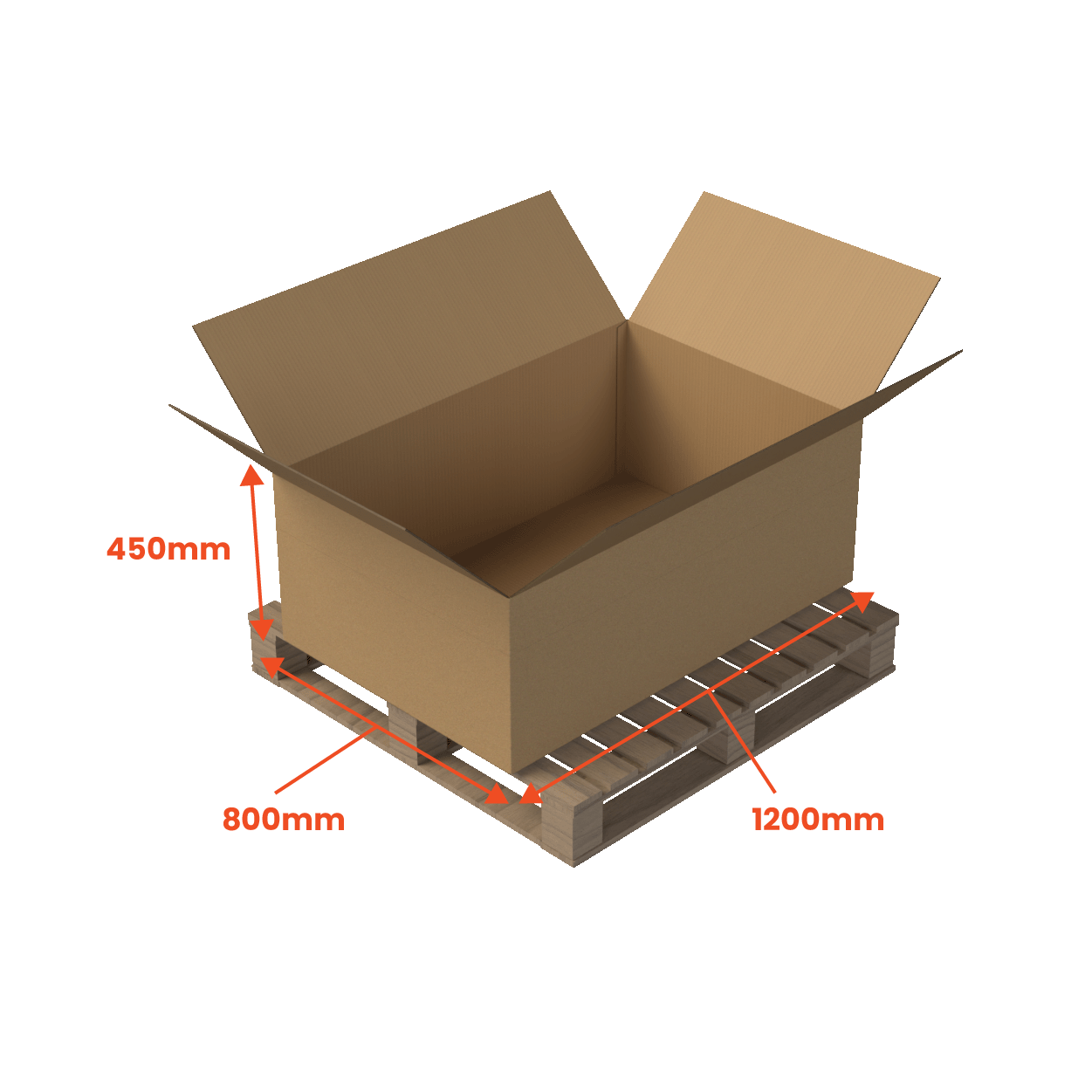 Heavy Duty Pallet Box - Medium - 1200 x 800 x 450mm (Pack of 10) - Boxes 24