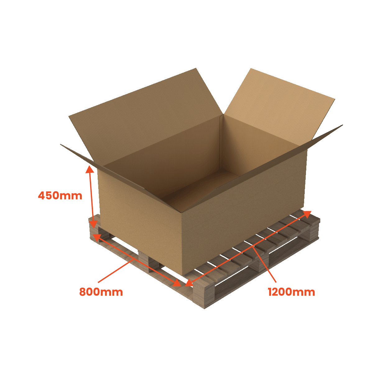 Boxes 24 Pallet Boxes Heavy Duty Pallet Box - Medium - 1200 x 800 x 450mm (Pack of 10)