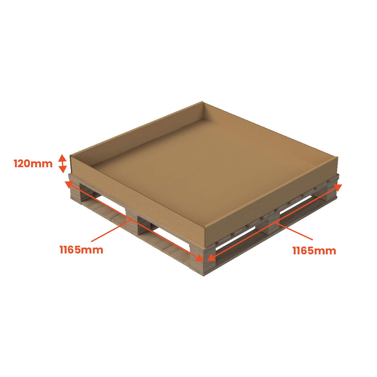 Heavy Duty Pallet Box Cap (2 Per Set) - 1165 x 1165 x 120mm (Pack of 10) - Boxes 24