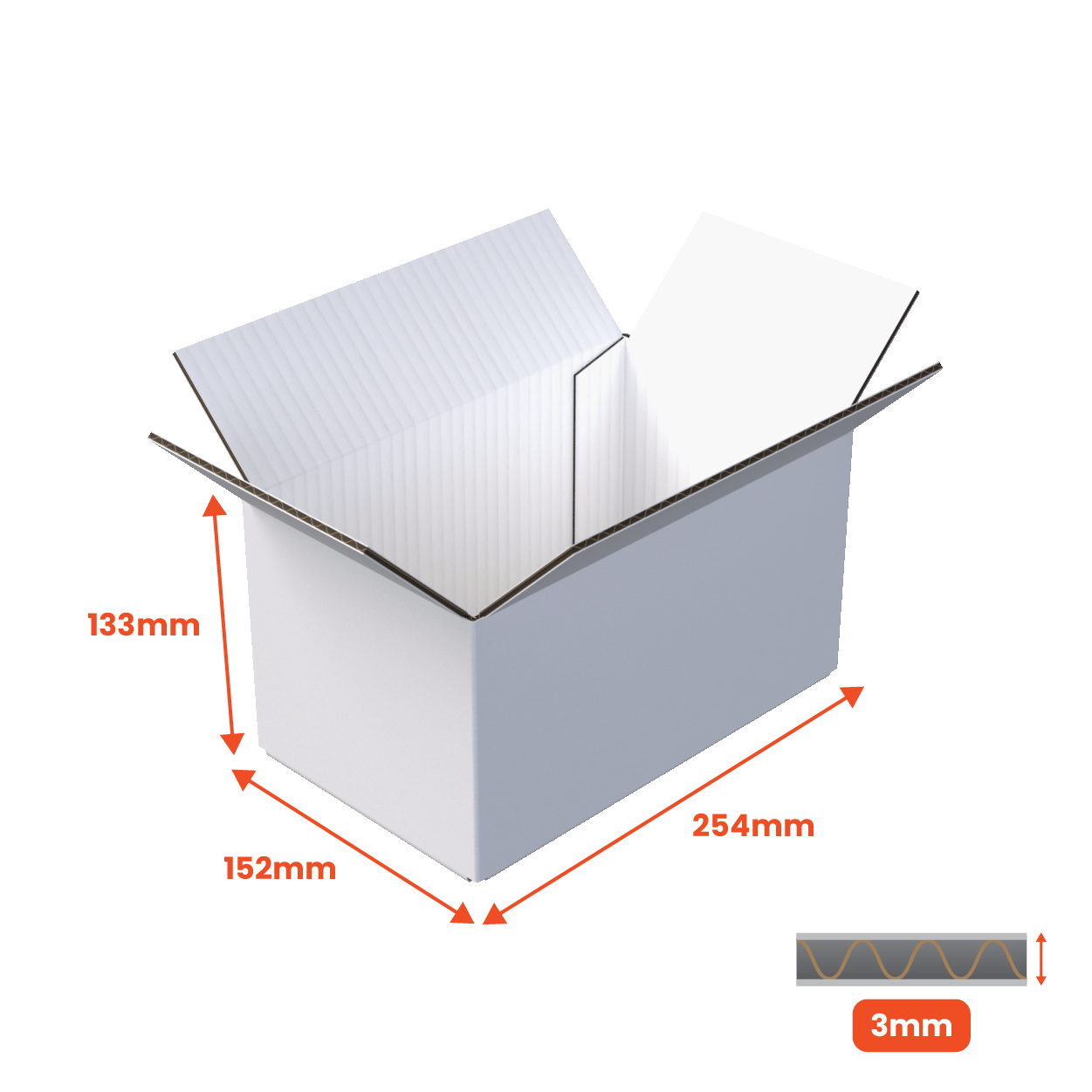 Single Wall Packing Box White - SW11 - 254 x 152 x 133mm (Pack of 25)