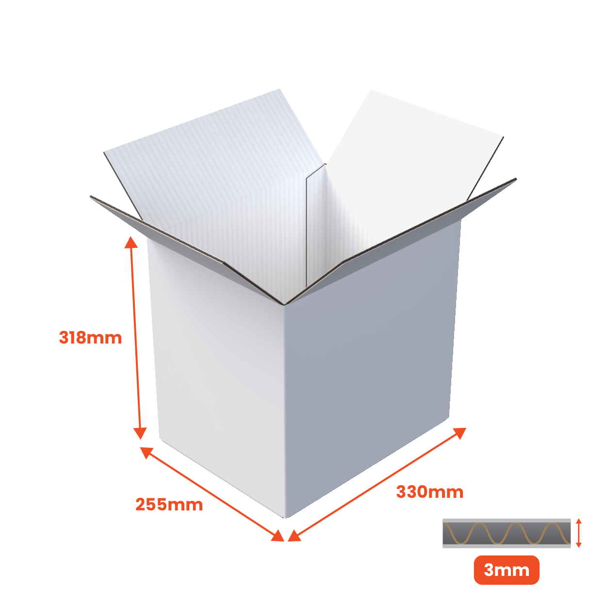 Single Wall Packing Box White - SW13 - 330 x 255 x 318mm (Pack of 25)