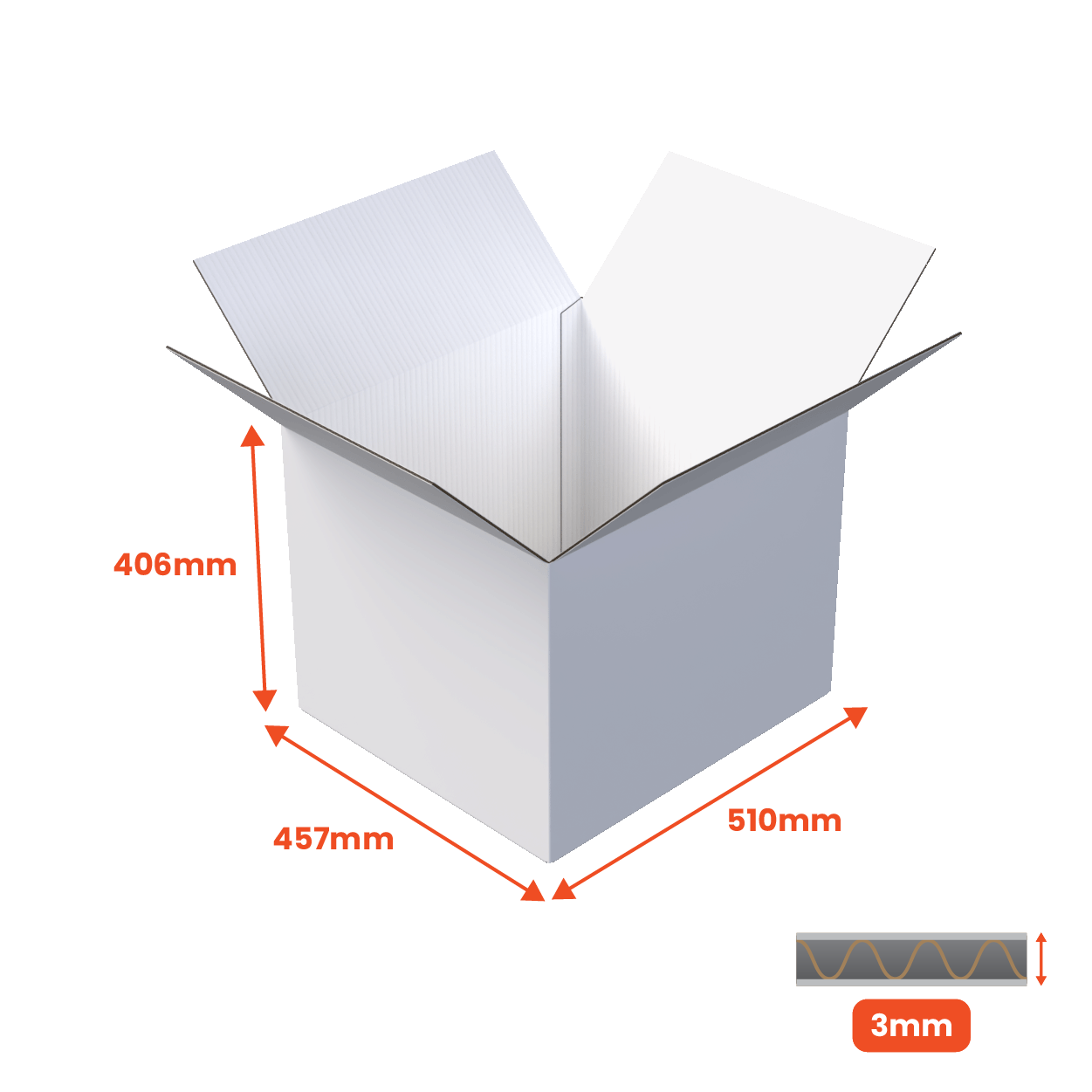 Single Wall Packing Box White - SW16 - 510 x 457 x 406mm (Pack of 25) - Boxes 24