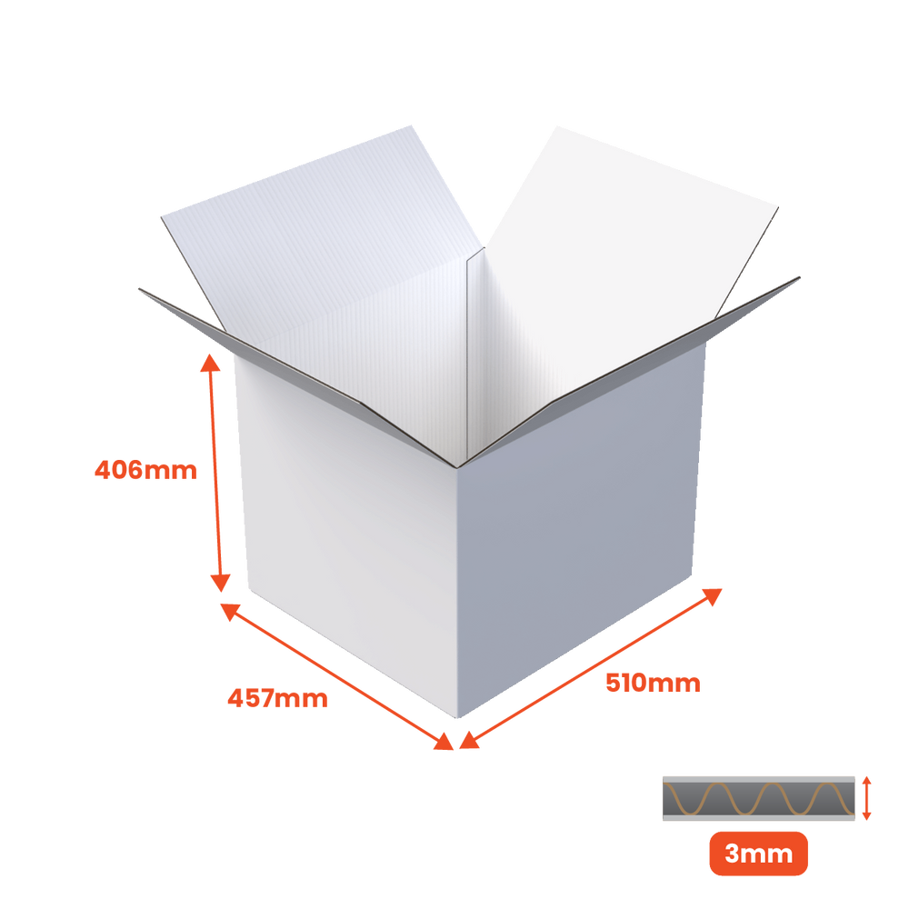 Single Wall Packing Box White - SW16 - 510 x 457 x 406mm (Pack of 25) - Boxes 24