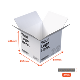 Single Wall Packing Box White - SW16 - 510 x 457 x 406mm - Custom Print - 1 Sided (Pack of 25) - Boxes 24