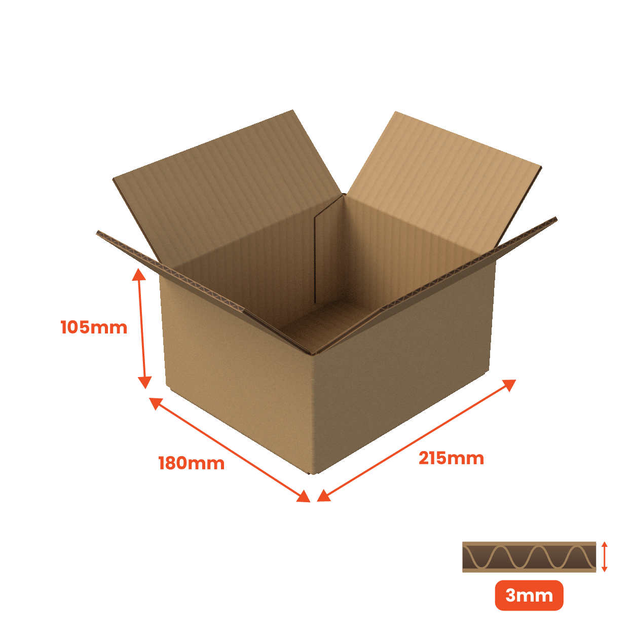 Boxes 24 Packing Boxes Single Wall Packing Box Brown - SW2 - 215 x 180 x 105mm (Pack of 25)