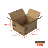 Single Wall Packing Box Brown - SW2 - 215 x 180 x 105mm - Custom Print - 1 Sided (Pack of 25) - Boxes 24