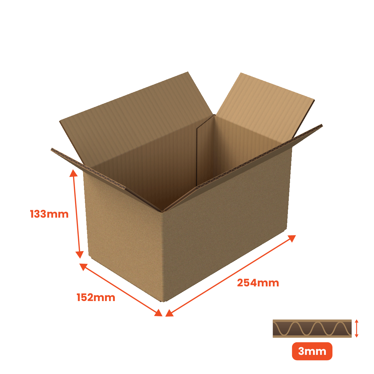 Boxes 24 Packing Boxes Single Wall Packing Box Brown - SW3 - 254 x 152 x 133mm (Pack of 25)