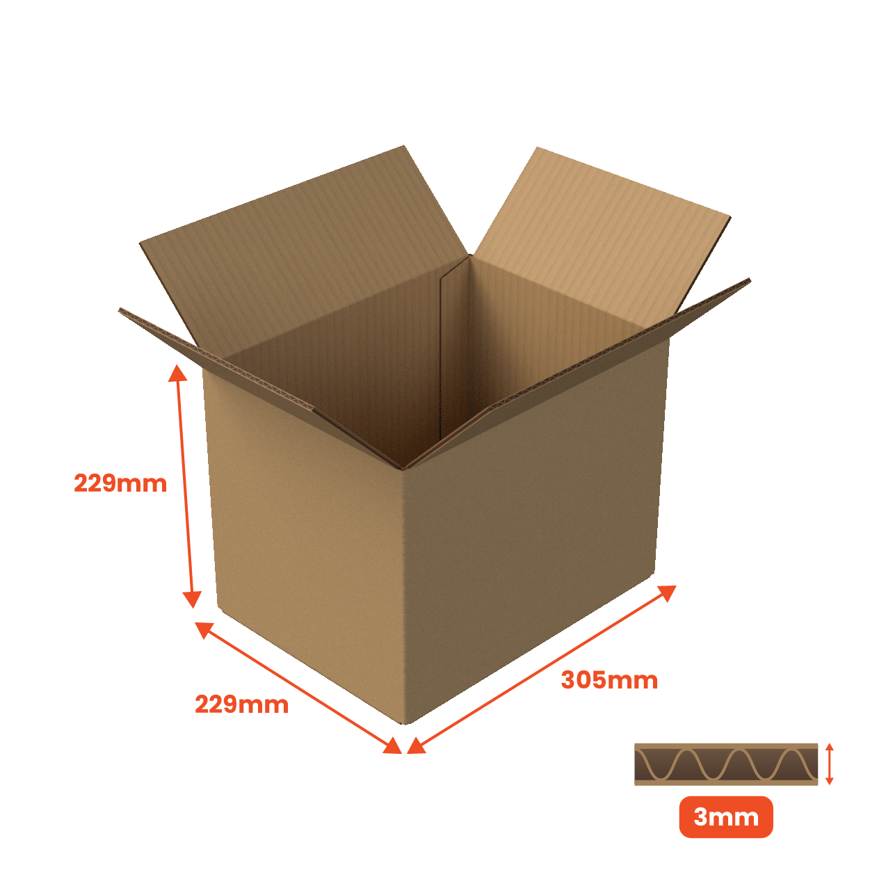 Single Wall Packing Box Brown - SW4 (A4) - 305 x 229 x 299mm (Pack of 25) - Boxes 24