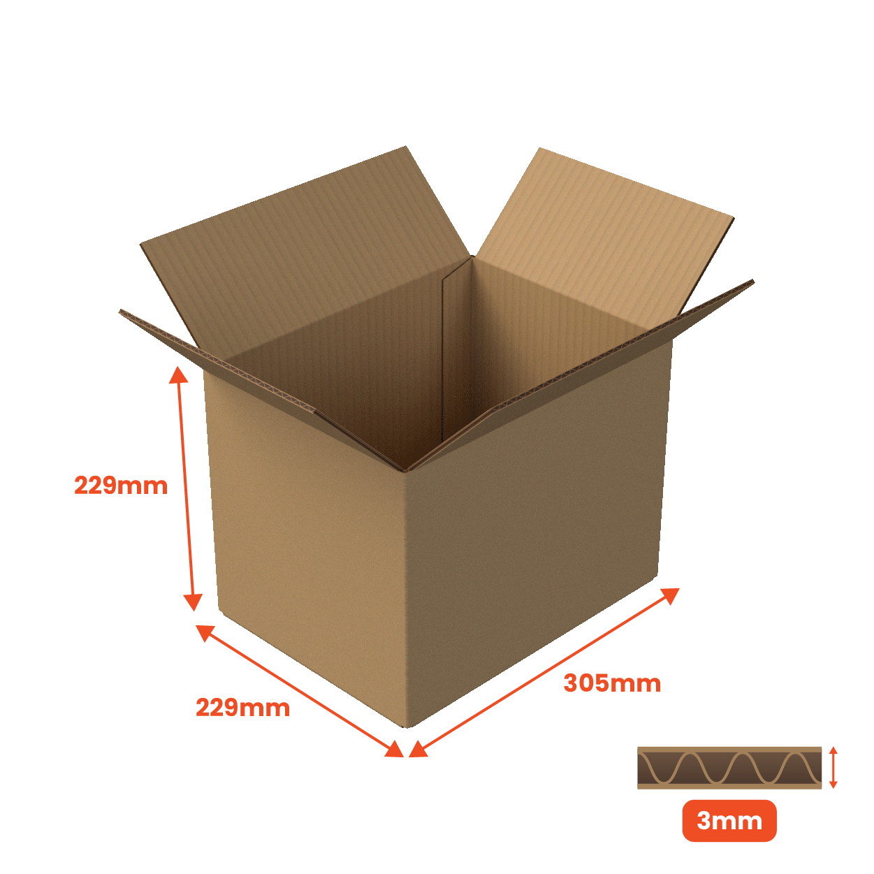 Boxes 24 Packing Boxes Single Wall Packing Box Brown - SW4 (A4) - 305 x 229 x 229mm (Pack of 25)