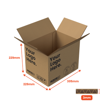 Single Wall Packing Box Brown - SW4 (A4) - 305 x 229 x 299mm - Custom Print - 1 Sided (Pack of 25) - Boxes 24