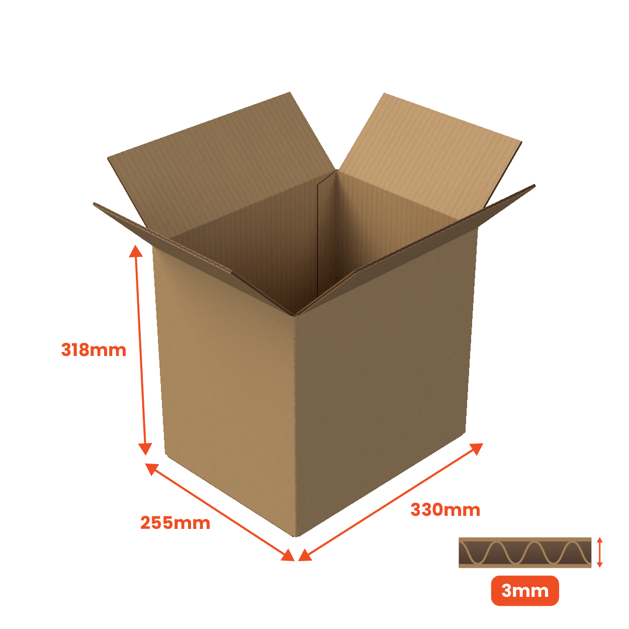Boxes 24 Packing Boxes Single Wall Packing Box Brown - SW5 - 330 x 255 x 318mm (Pack of 25)